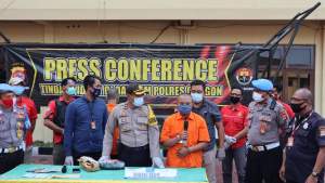 Polres Cilegon saat menggelar press conference di Mapolres Cilegon, Kamis (11/6).
