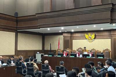Proses persidangan lanjutan kasus korupsi BAKTI Kominfo di Pengadilan Tipikor PN Jakarta Selatan, Kamis (24/8/2023).