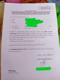 Surat Pernyataan warga yang tidak mendukung calon perseorangan di Pilkada Cilegon.