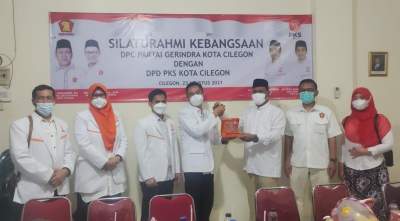 DPD PKS Cilegon saat mengunjungi kantor DPC Gerindra Kota Cilegon, Senin (23/8/2021).