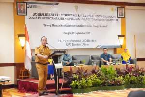 PT. PLN Persero Unit Pelaksanaan Pelayanan Pelanggan (UP3) Banten Utara menggelar Sosialisasi Electrifying Lifestyle terkait manfaat dan penggunaan kompor induksi yang diadakan di Hotel The Royale Krakatau, Senin (5/9/2022).