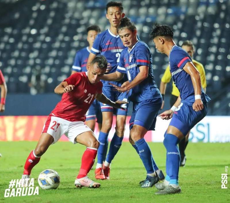 Timnas Indonesia menghadapi China Taipei di Stadion Chang Arena Buriram, Thailand. (net) 