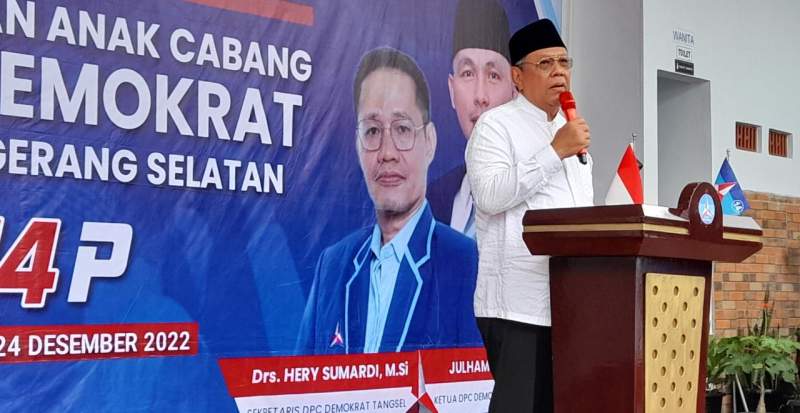 Walikota Tangsel, Benyamin Davnie, saat menghadiri pelantikan PAC Demokrat Tangsel.
