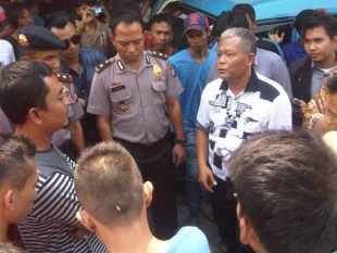 Mogok kerja sopir jurusan Cilegon - Serang diawasi oleh pihak kepolisian