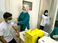 Ilustrasi dokter sedang menangani pasien di ruangan.