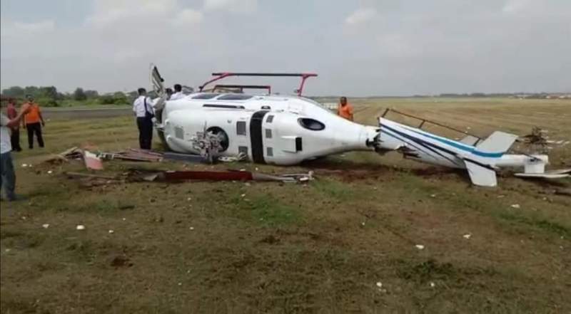 Helikopter Jatuh Terguling di Curug Kabupaten Tangerang