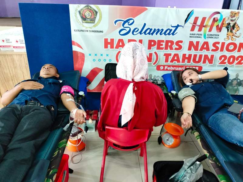 Sambut HPN, PWI Kab Tangerang gelar donor darah.