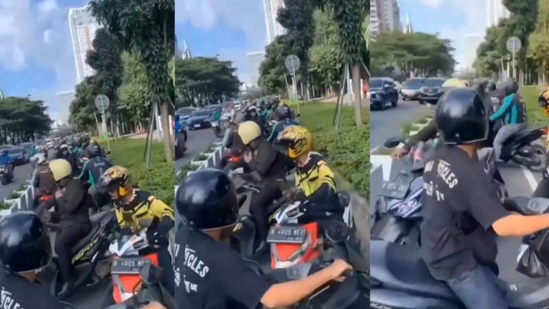 VIDEO: Tak Terima Diklakson, Emak-emak Paksa Pemotor Putar Balik