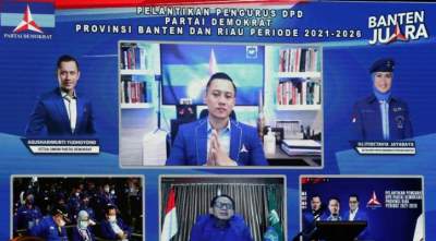 AHY Lantik Pengurus Partai Demokrat Banten Secara Virtual