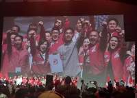 Kaesang Pangarep saat deklarasi sebagai Ketua Umum PSI di Djakarta Theater, Jakarta, Senin (25/9/2023).