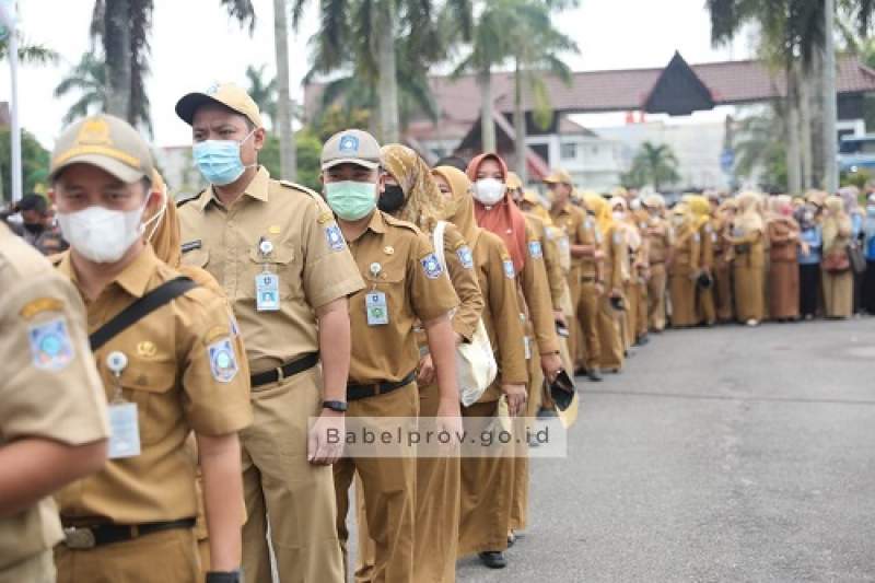 Gubernur Pimpin Apel Pagi dan Gelar Halal bihalal dengan Pegawai Pemprov Babel