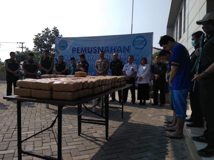 150 Kilogram Ganja Asal Aceh Dimusnahkan BNN Provinsi Banten