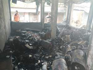 Kebakaran di Pasar Kalodran, Kota Serang, Banten.