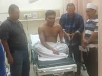 Kondisi Brigadir Novrizal yang tetembak pelaku curanmor.