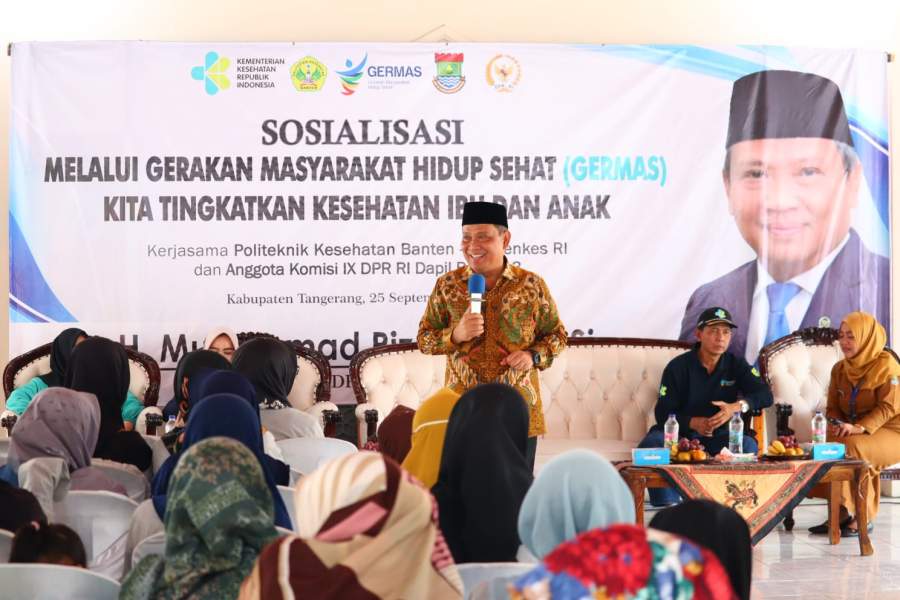 Muhammad Rizal DPR RI Gandeng Poltekkes Kemenkes Banten Sosialisasi Germas Tingkatkan Kesehatan Ibu dan Anak di Kresek