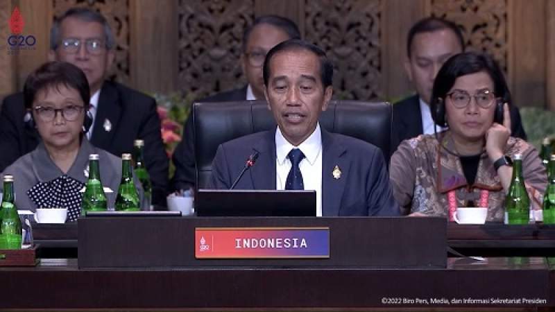 Presiden RI Joko Widodo saat membuka KTT G20 di Bali, Selasa (15/11/2022).