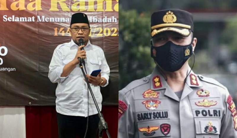 Ketua PDIP Tangsel Wanto Sugito dan Kapolres Tangsel, AKBP Sarly Sollu.