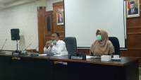 Rapat dengar pendapat antara DPRD Kota Cilegon dan BPBD Kota Cilegon di aula rapat DPRD, Selasa (14/4).