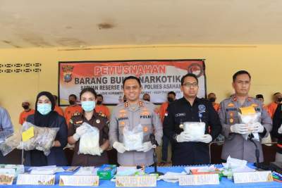 Polres Asahan Gelar Pemusnahan Barang Bukti Narkotika