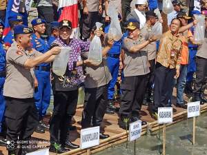 Zaki Dampingi Panglima TNI dan Kapolri Tanam Mangrove dan Sebar Benih Ikan