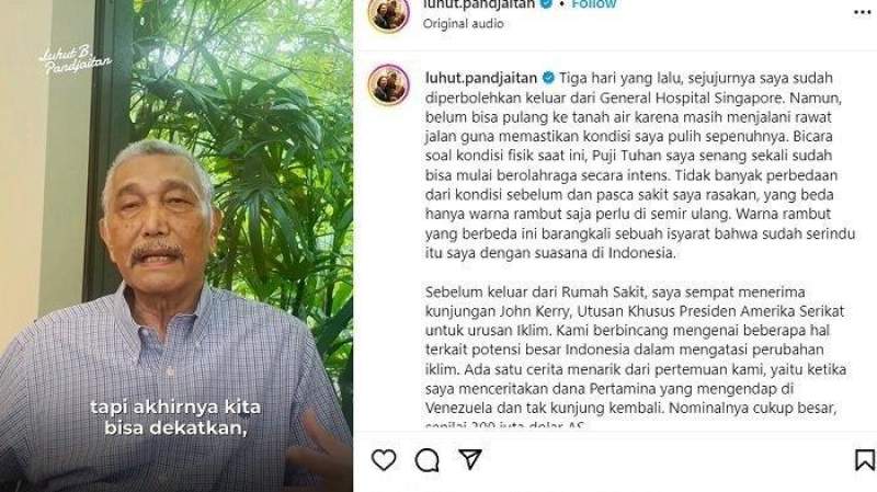 Alasan Luhut Belum Bisa Pulang ke RI Meski Sudah Keluar dari RS