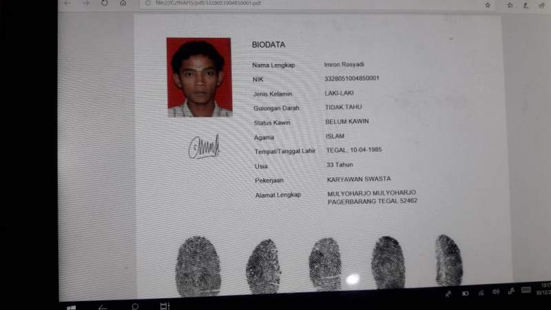 Identitas Mayat Pria Di Kemeri Terkuak, Korban warga Jawa Tengah