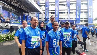 Menteri Investasi/Kepala BKPM, Bahlil Lahadalia, usai menghadiri HUT ke-50 Kementerian Investasi/BKPM, di Jakarta, Minggu (28/8/2023).