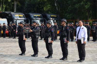 Amankan Jalur Mudik, Brimob Polda Pimpin Apel Gelar Pasukan