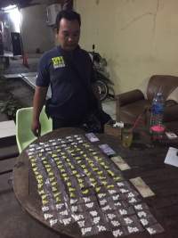Barang bukti obat keras di Mapolsek Rajeg, Kabupaten Tangerang.