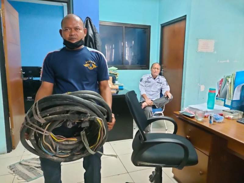 Barang Bukti Kabel Optik PJU Kabupaten Tangerang, yang berhasil diamankan petugas Dishub Kabupaten Tangerang.
