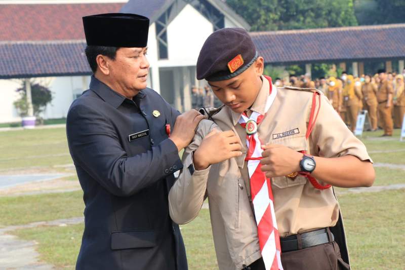 Sekda Pimpin Apel dan Lepas Pramuka Penggalang di LT-V Tingkat Nasional