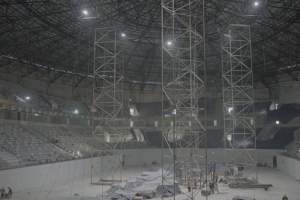 Pembangunan Indoor Multifunction Stadium (IMS) di Kawasan Gelora Bung Karno, Senayan, Jakarta.