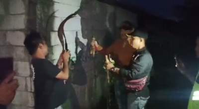 Polsek Cisoka Amankan 16 Orang, 8 Unit Motor dan Sajam