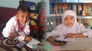 Anak-anak Bu Manda saat ikut serta belajar online dari rumah, Rabu (23/7/2020).