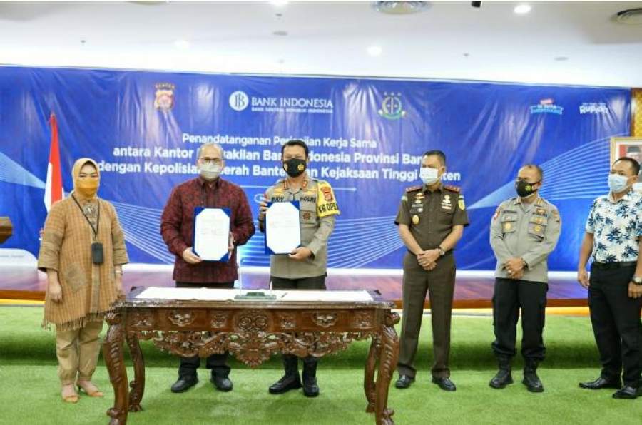 Kantor Perwakilan BI Banten Lakukan Penandatangan Kerjasama dengan Polda Banten dan Kejati