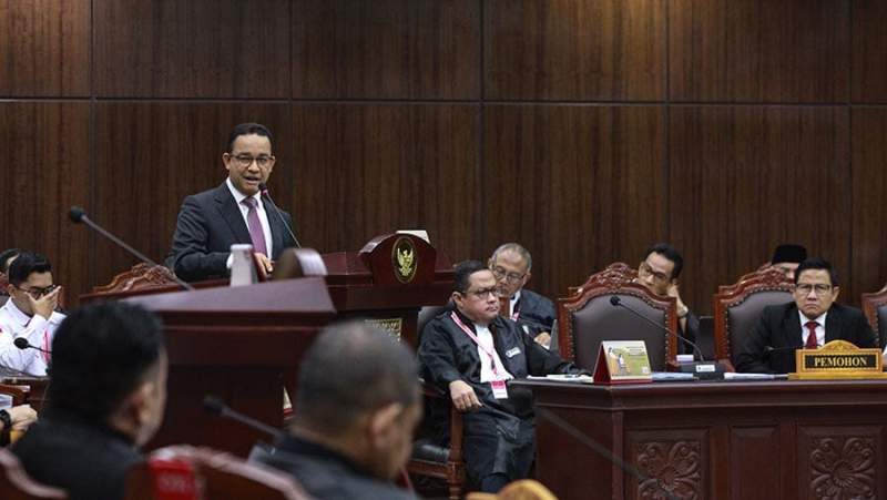 Eks Capres Anies Baswedan pada sidang Perselisihan Hasil Pemilihan Umum (PHPU) di Mahkamah Konstitusi.