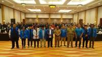 Sekda Kota Cilegon Maman Mauludin saat membuka kegiatan pelatihan character building dan kepemimpinan dengan tema membentuk pemuda yang unggul dan berkarakter yang dilaksanakan Dispora Kota Cilegon, Senin (27/6/2022).