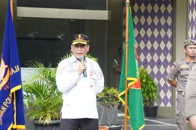 persiapan satpol PP jelang HUT ke-73.